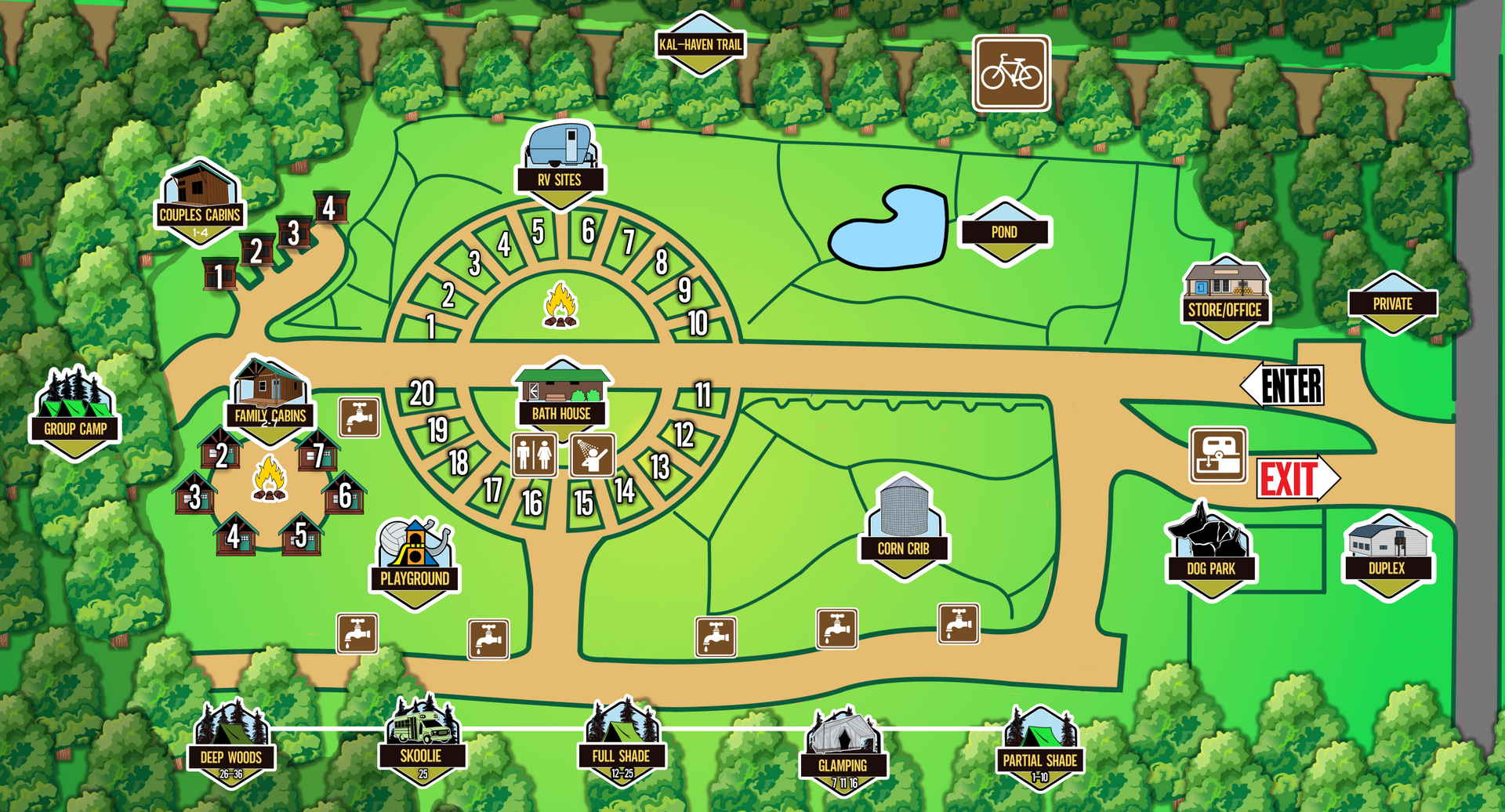 Illustrated map of Kal-Haven Outpost property.