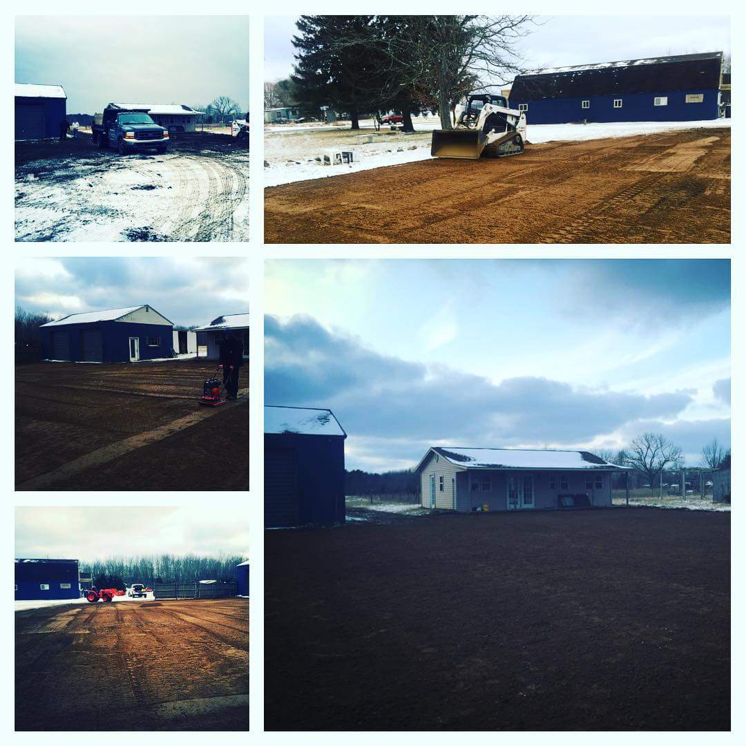 Freshly made parking area at store  and office.