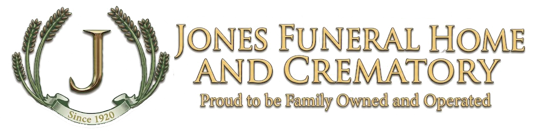 Logo for Jones Funeral Home featuring a stylized letter 