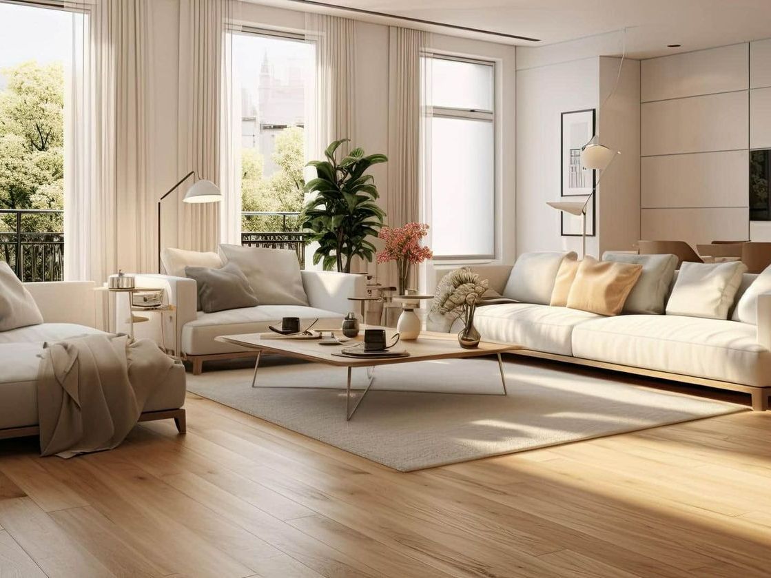 A living room filled with furniture and a coffee table.