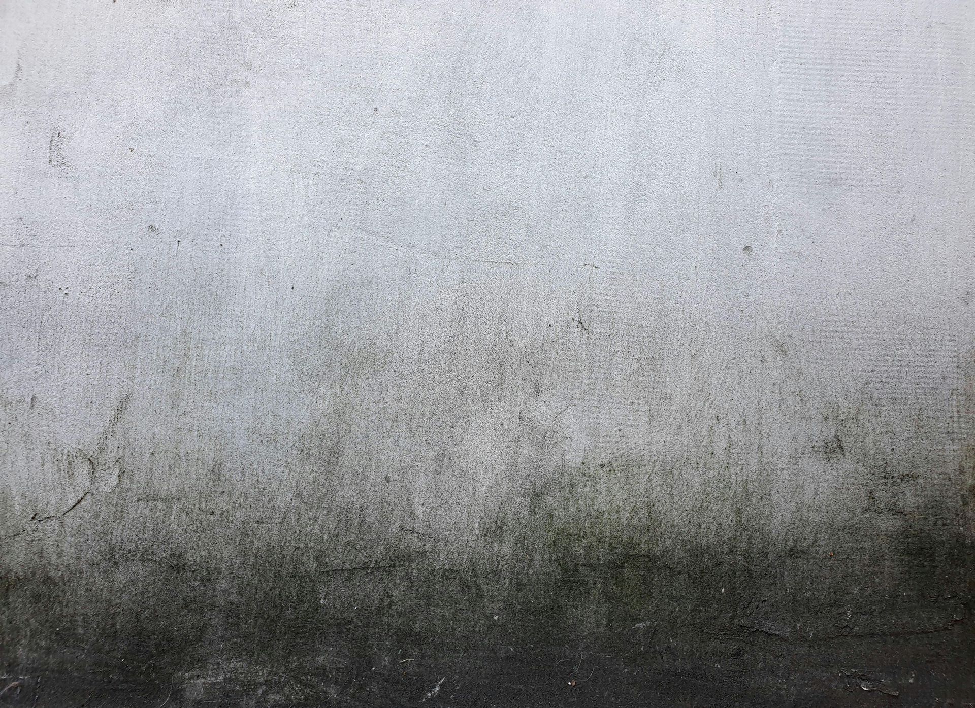Faded, stained white wall with dark, mossy bottom, basement waterproofing quote in Lethbridge