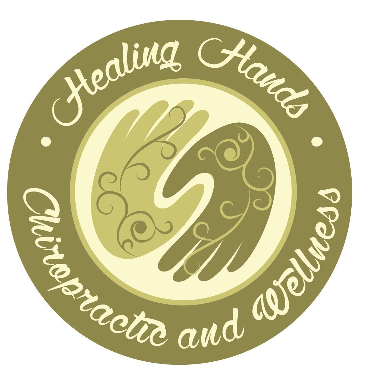 A logo for healing hands chiropractic and wellness