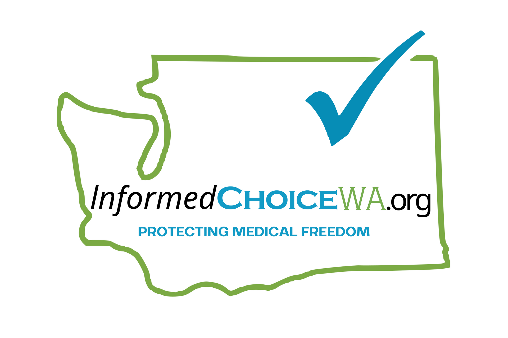 The logo for informed choice wa is a map of wa with a blue check mark.