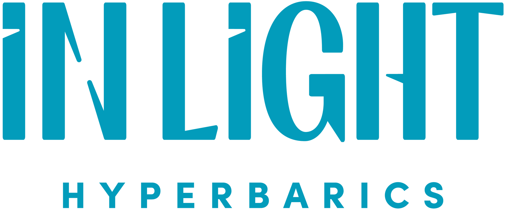 A colorful circle with the words in light hyperbaric written inside of it