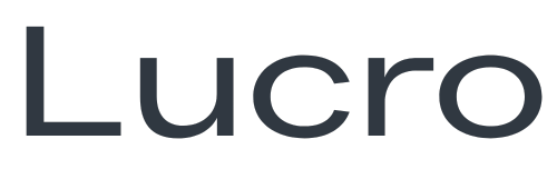 The word lucro is written in black letters on a white background.