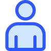 Blue outline of a person, indicating a user or profile icon.