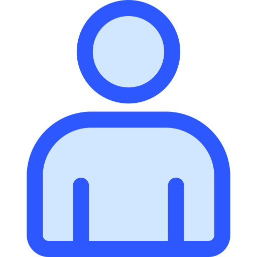 Blue outline of a person, indicating a user or profile icon.