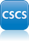 A blue square button with the word cscs on it.