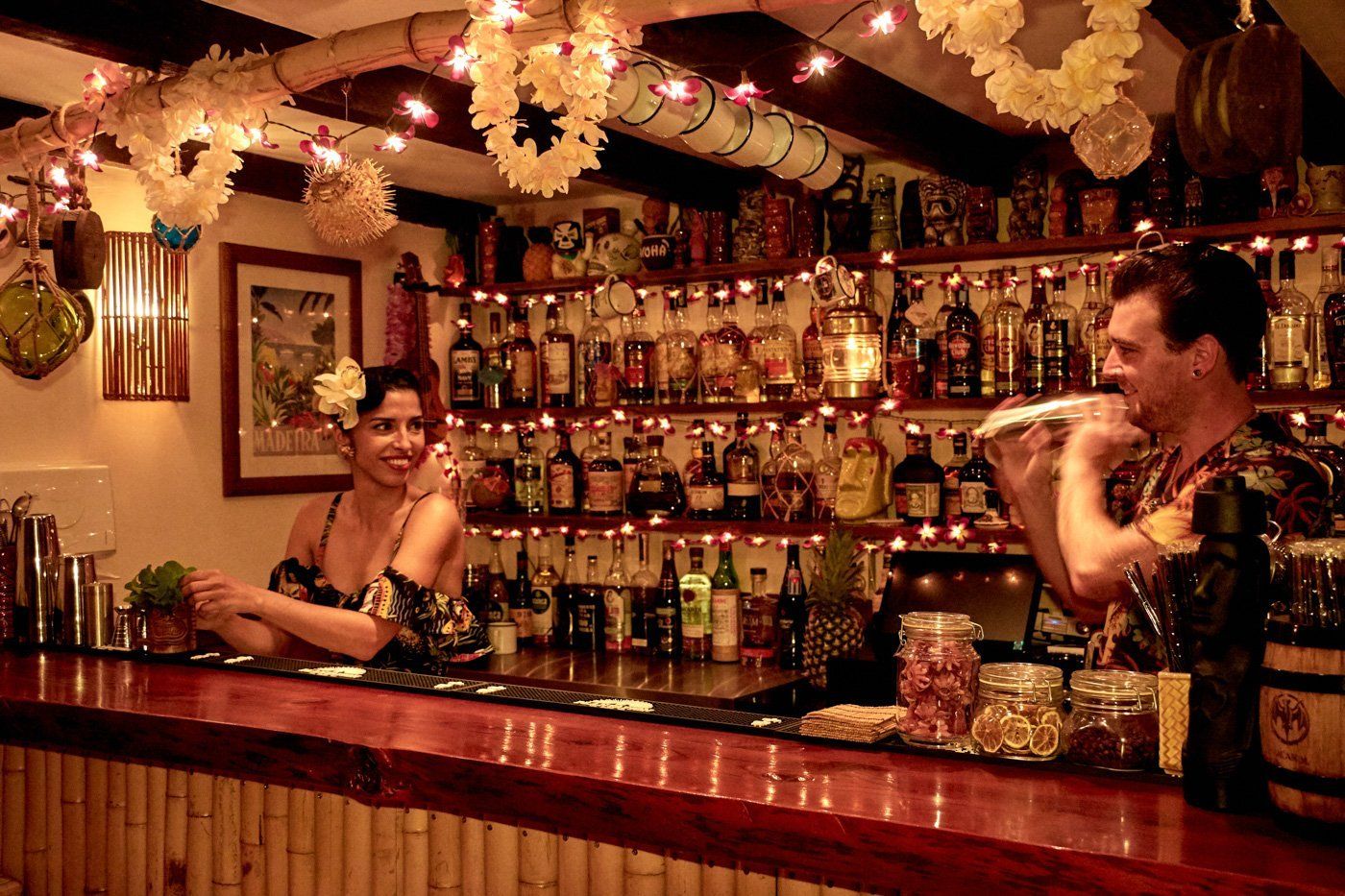 Carla and Martin Pukiki owners preparing cocktails