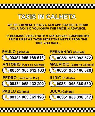 Taxi numbers in Calheta