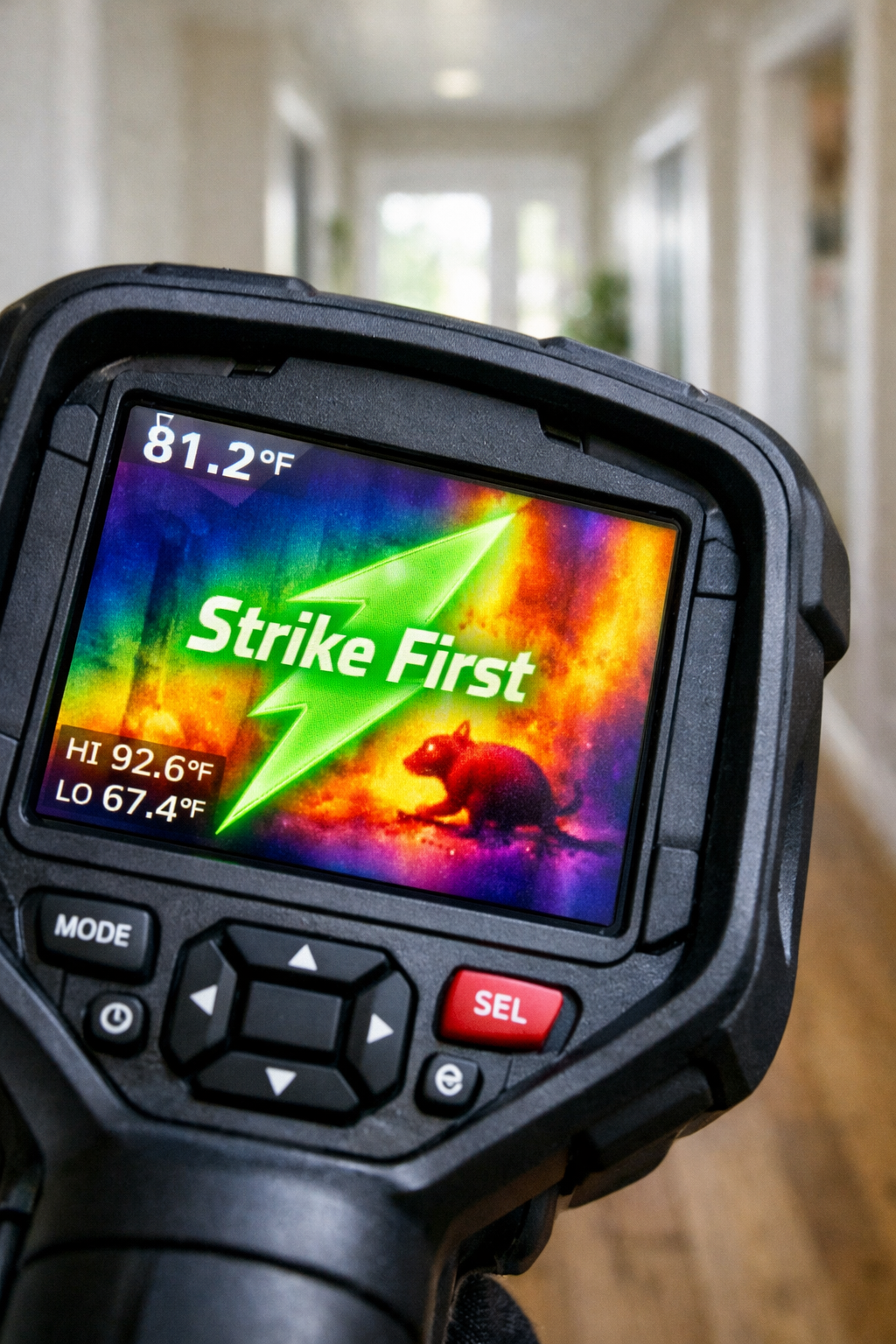 Thermal camera displaying a rat;