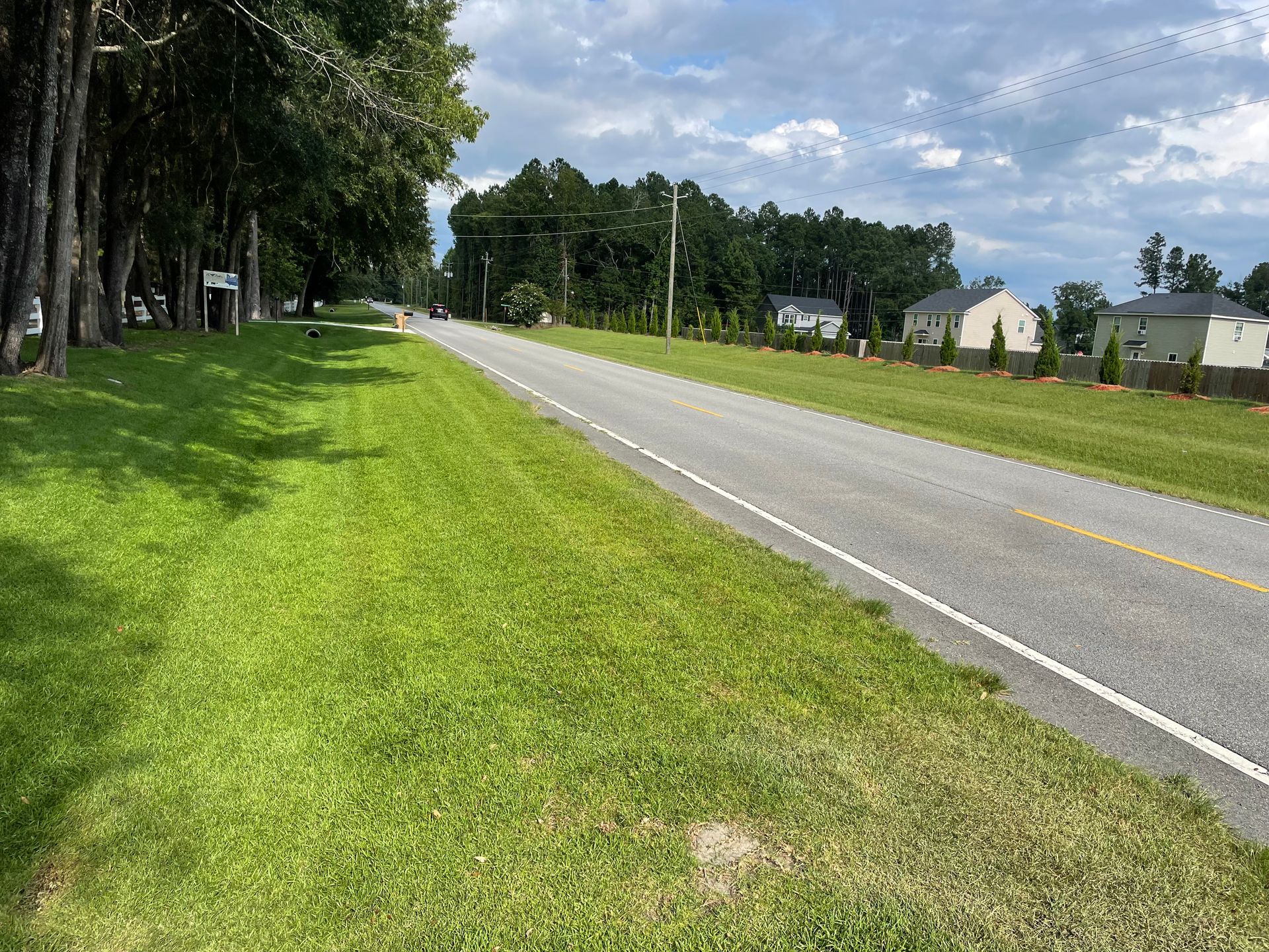 A road with a lot of grass on the side of it