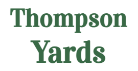 A green logo for thompson yards on a white background