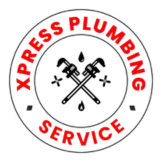 Xpress Plumbing Service logo: red text and crossed wrenches inside a circle.