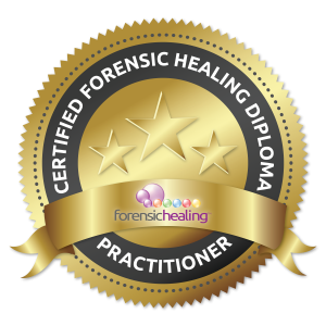 A gold seal that says certified forensic healing practitioner.