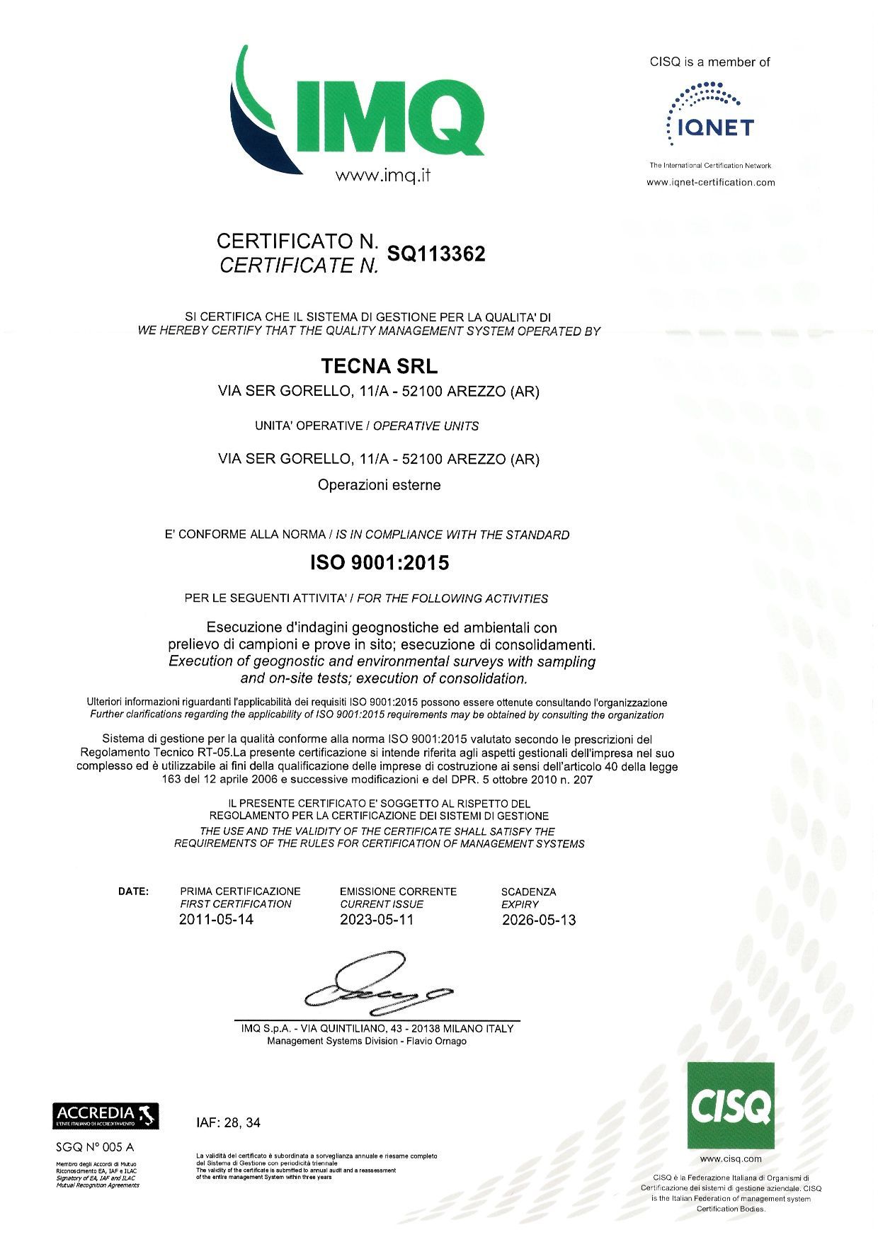 certificazione IMQ