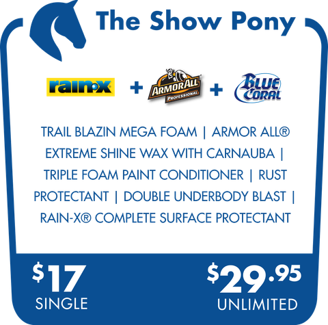 A sign that says ' the show pony ' on it