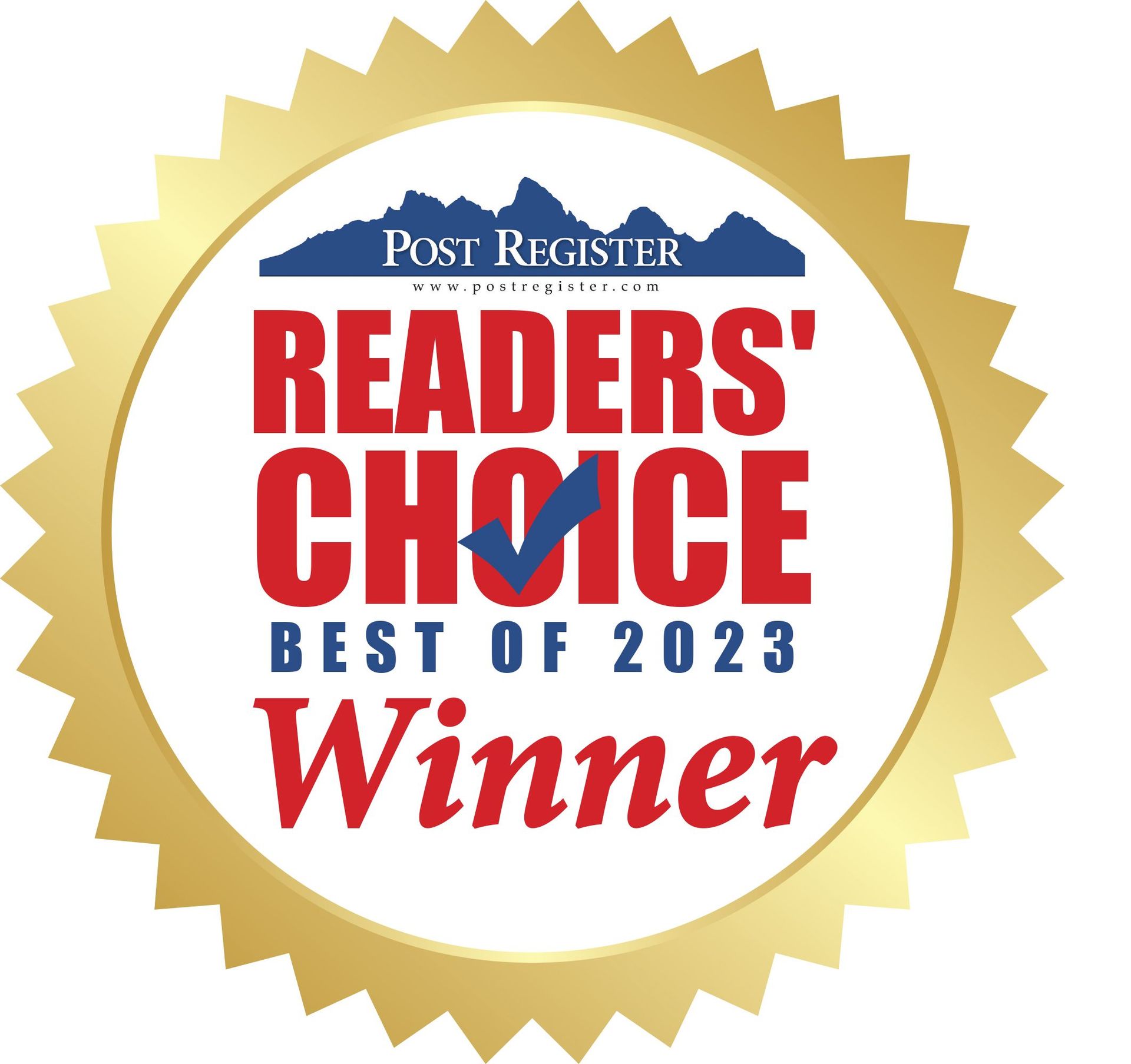 A badge that says readers choice best of 2023 winner