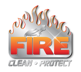 A fire clean protect logo with flames on it