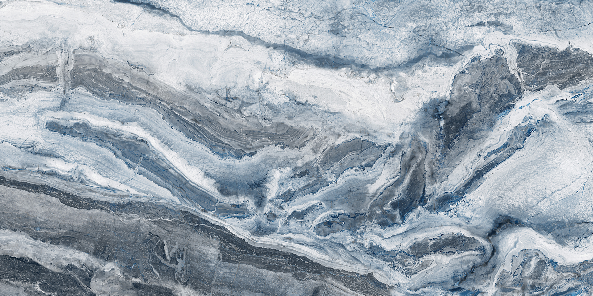 Abstract, wavy pattern in shades of gray and blue, resembling marble or stone with a textured surface.