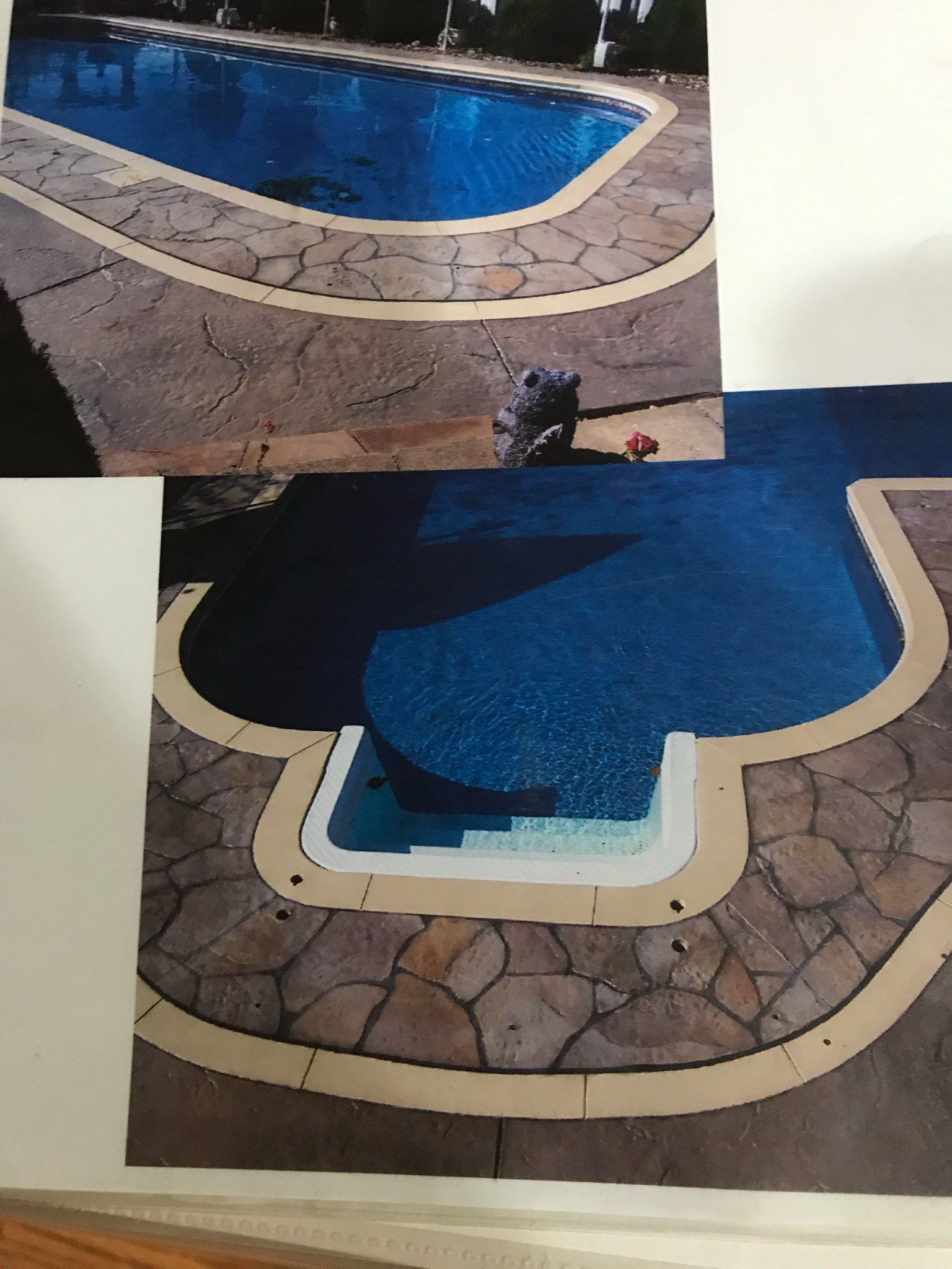 Pools with stone borders and blue water.