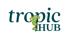 A logo for tropic hub with a lizard on it.
