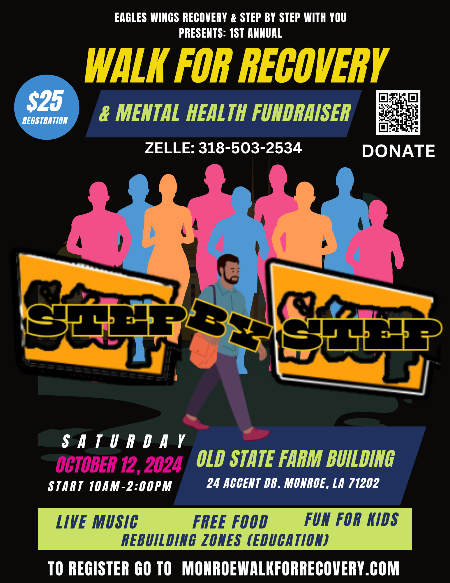 A poster for a walk for recovery and mental health fundraiser