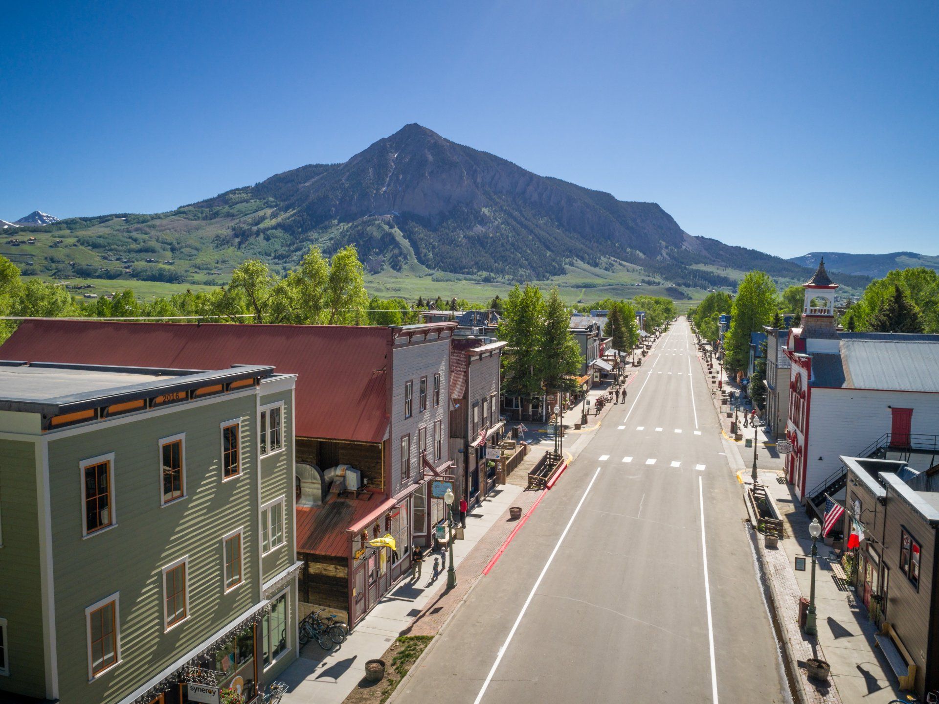 aerial footage of downtown crested butte colorado