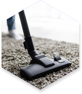 Vacuum cleaner head on a beige carpet, being used by a person.