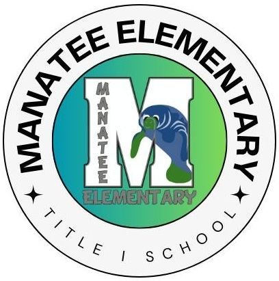 Manatee Elementary school logo with a stylized manatee inside the letter 