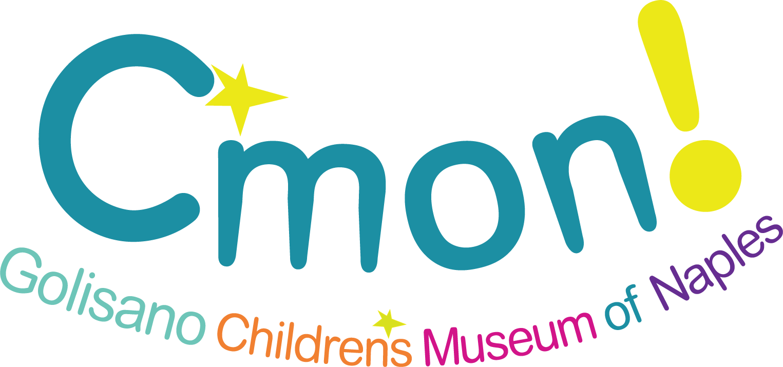 Logo for Cmon! Golisano Children's Museum of Naples, with teal 