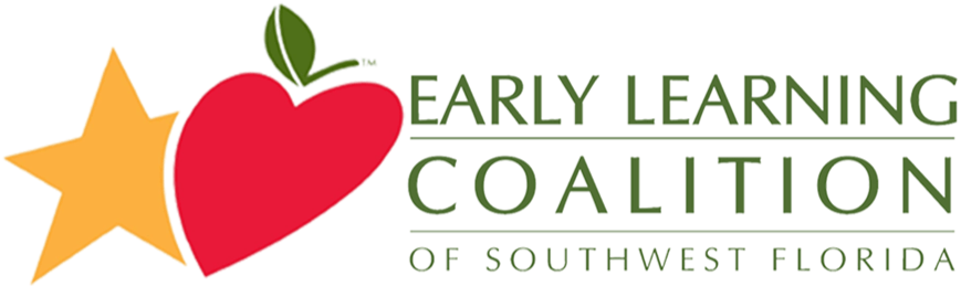Logo for Early Learning Coalition of Southwest Florida: red heart with a green leaf, yellow star, and text.