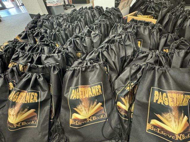 Black drawstring bags with gold 