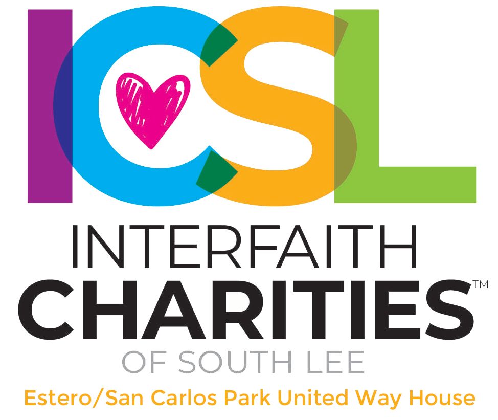 Logo for Interfaith Charities of South Lee with colored letters and a heart.