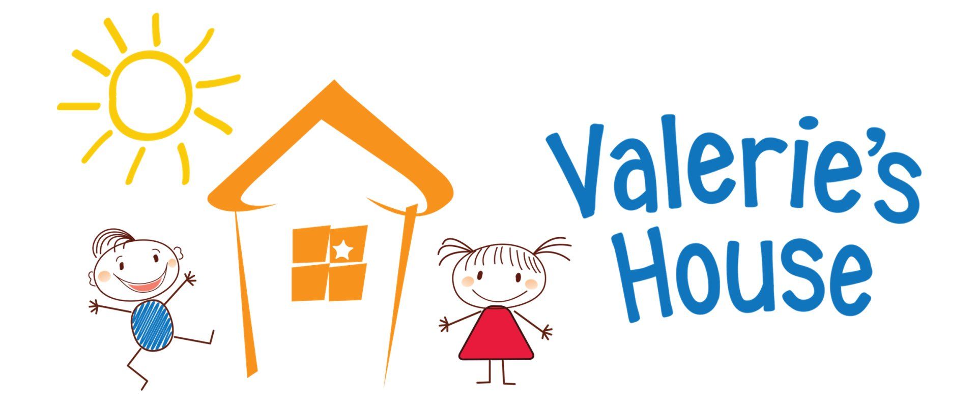 Logo with a house, sun, and two children; text reads 