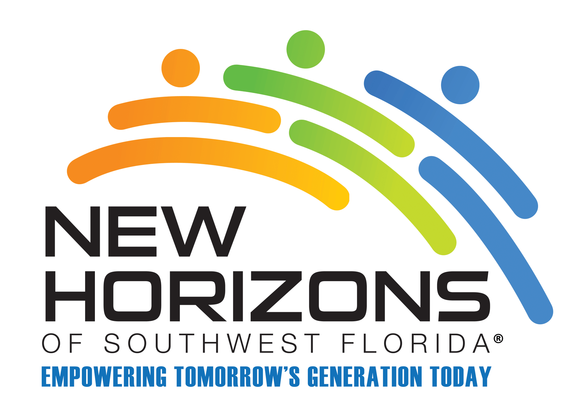 New Horizons of Southwest Florida logo: Colorful figures reaching up, with text 