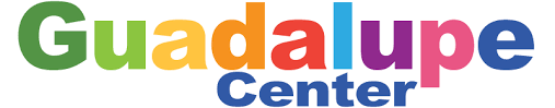 Guadalupe Center logo with multicolored text and a blue 