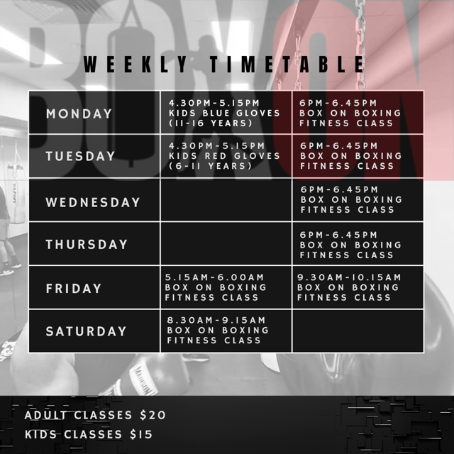 Box On Boxing Timetable