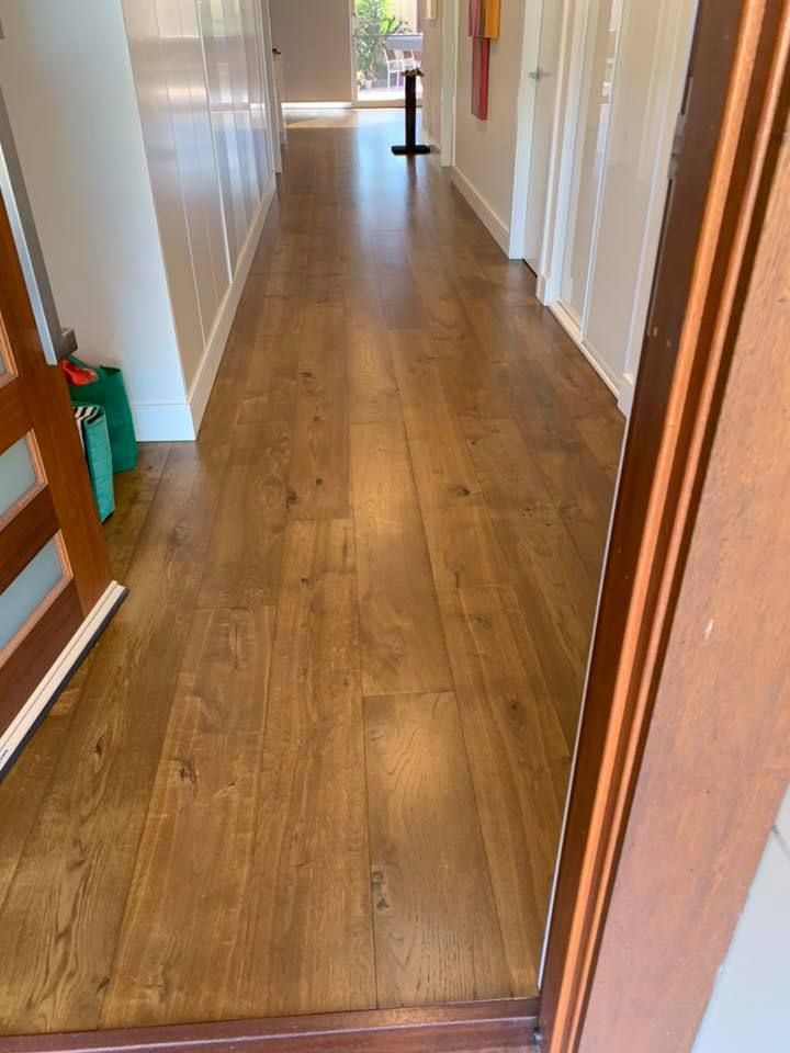 Wooden Floor Hallway With White Walls — Custom Floor Sanding In Somersby, NSW