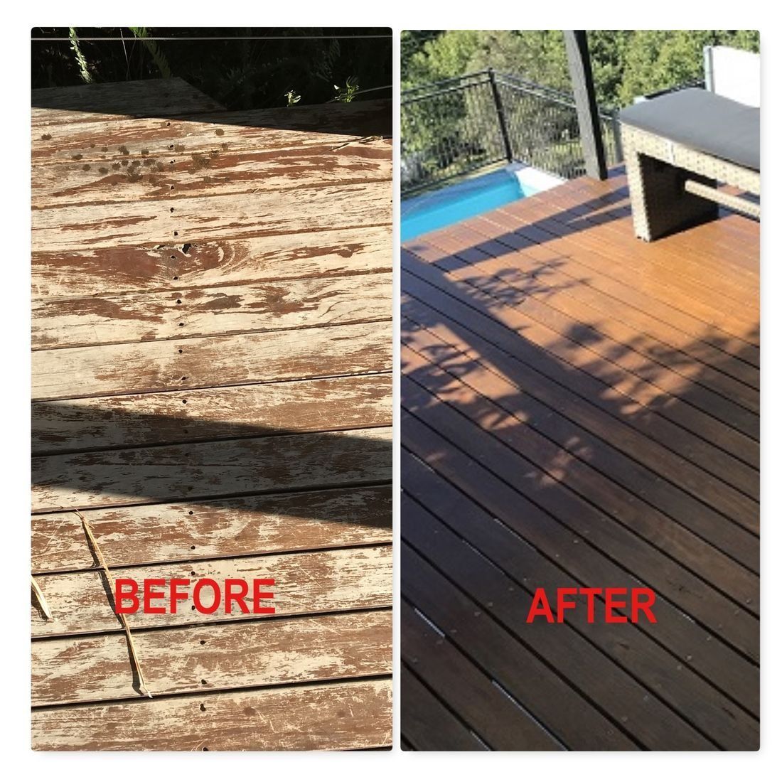 Before and After: Weathered Wooden Deck — Custom Floor Sanding In Gosford, NSW