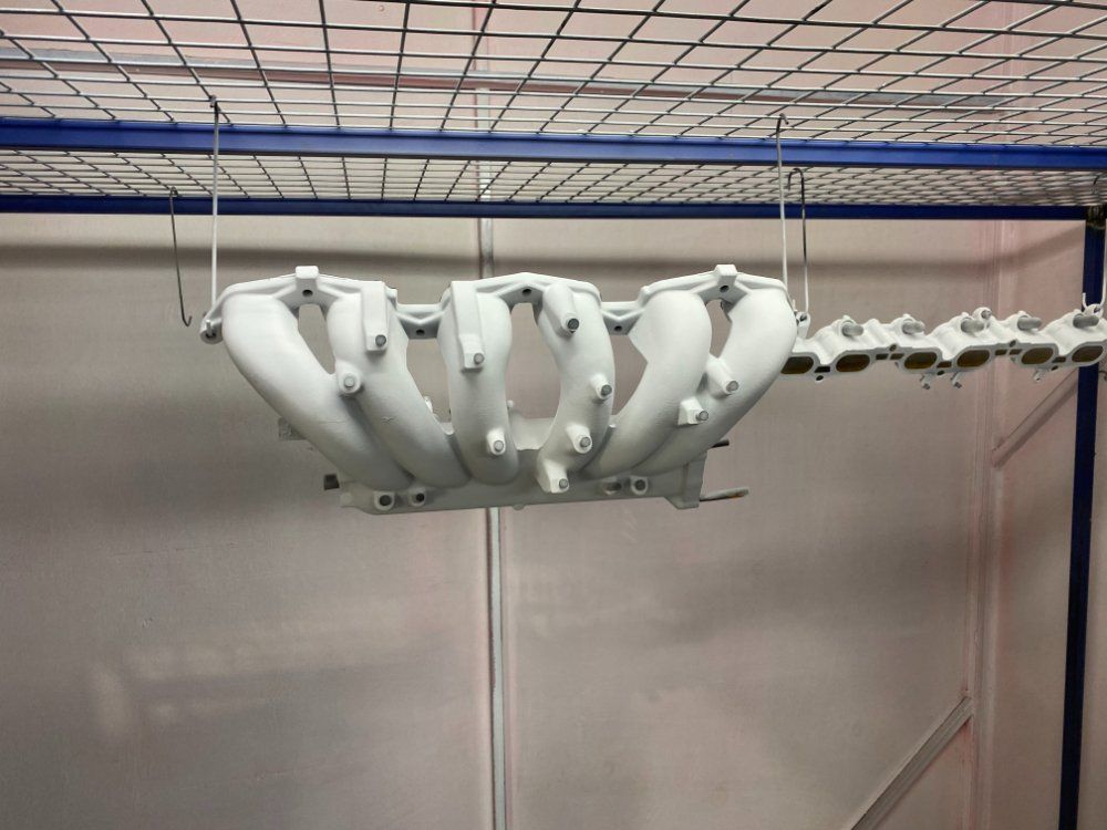 Exhaust Manifold White Power Coated — Protective Coating in Cameron Park, NSW