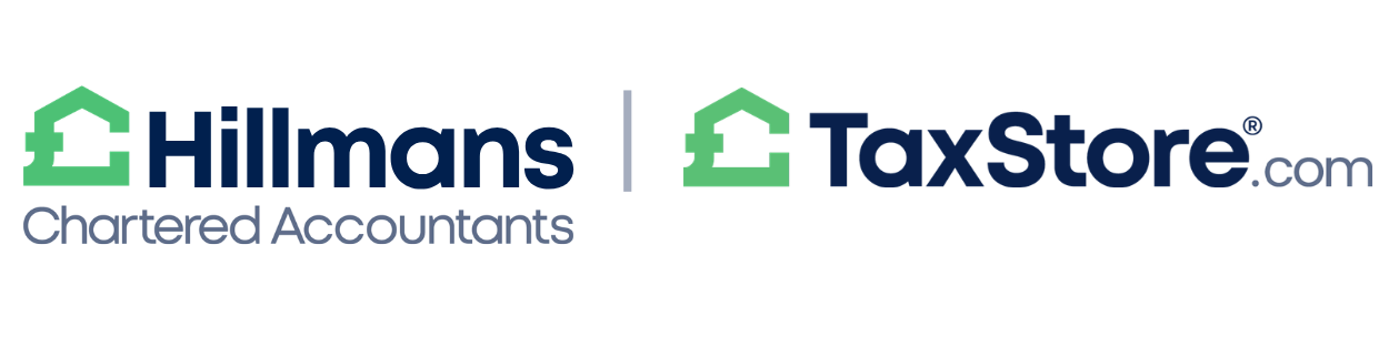 The TaxStore logo: a green icon of a house combined with a pound symbol, next to the company name in dark blue text.