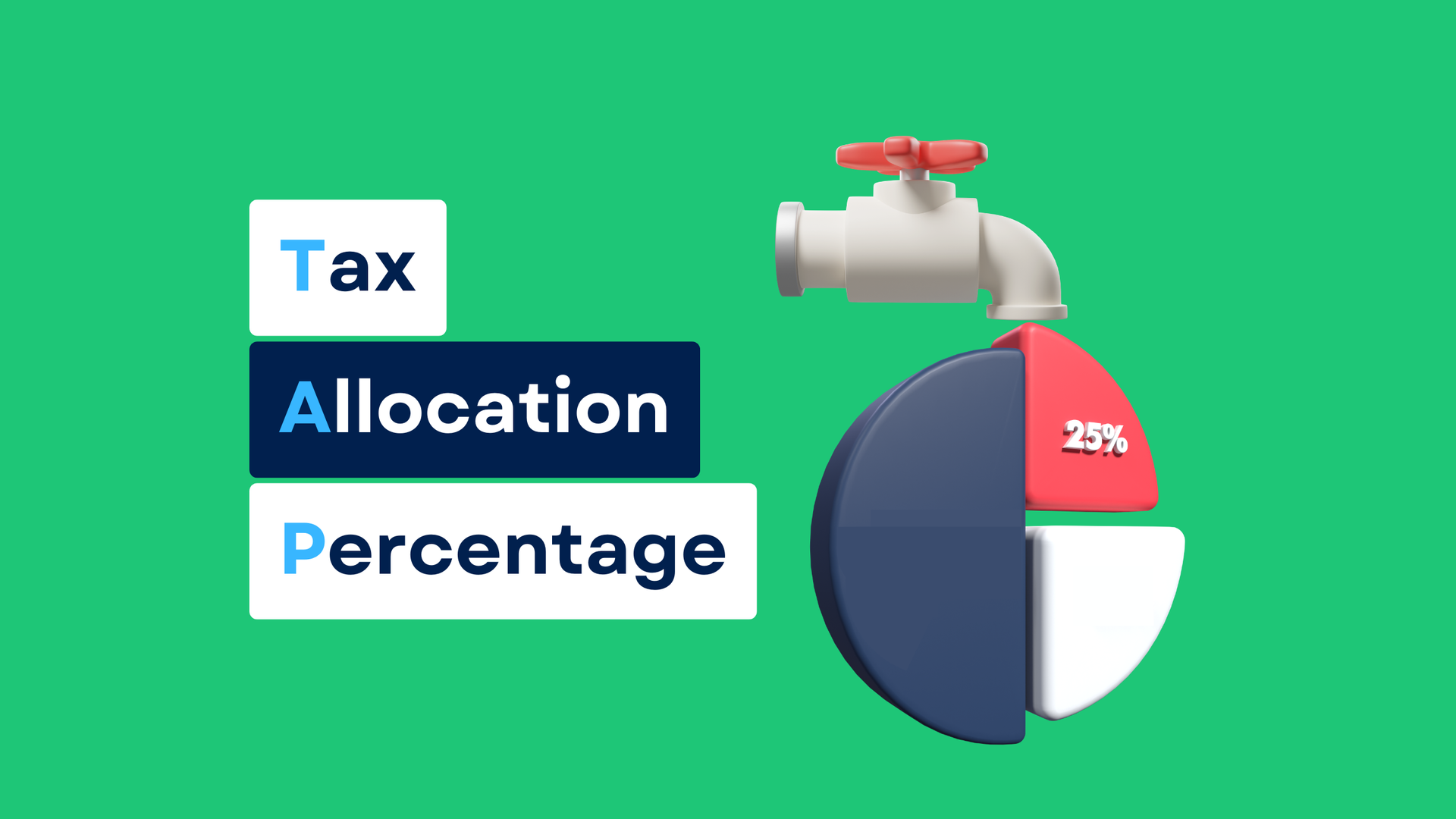 A water faucet dripping into a pie chart with a red segment labeled 25%, next to the text 