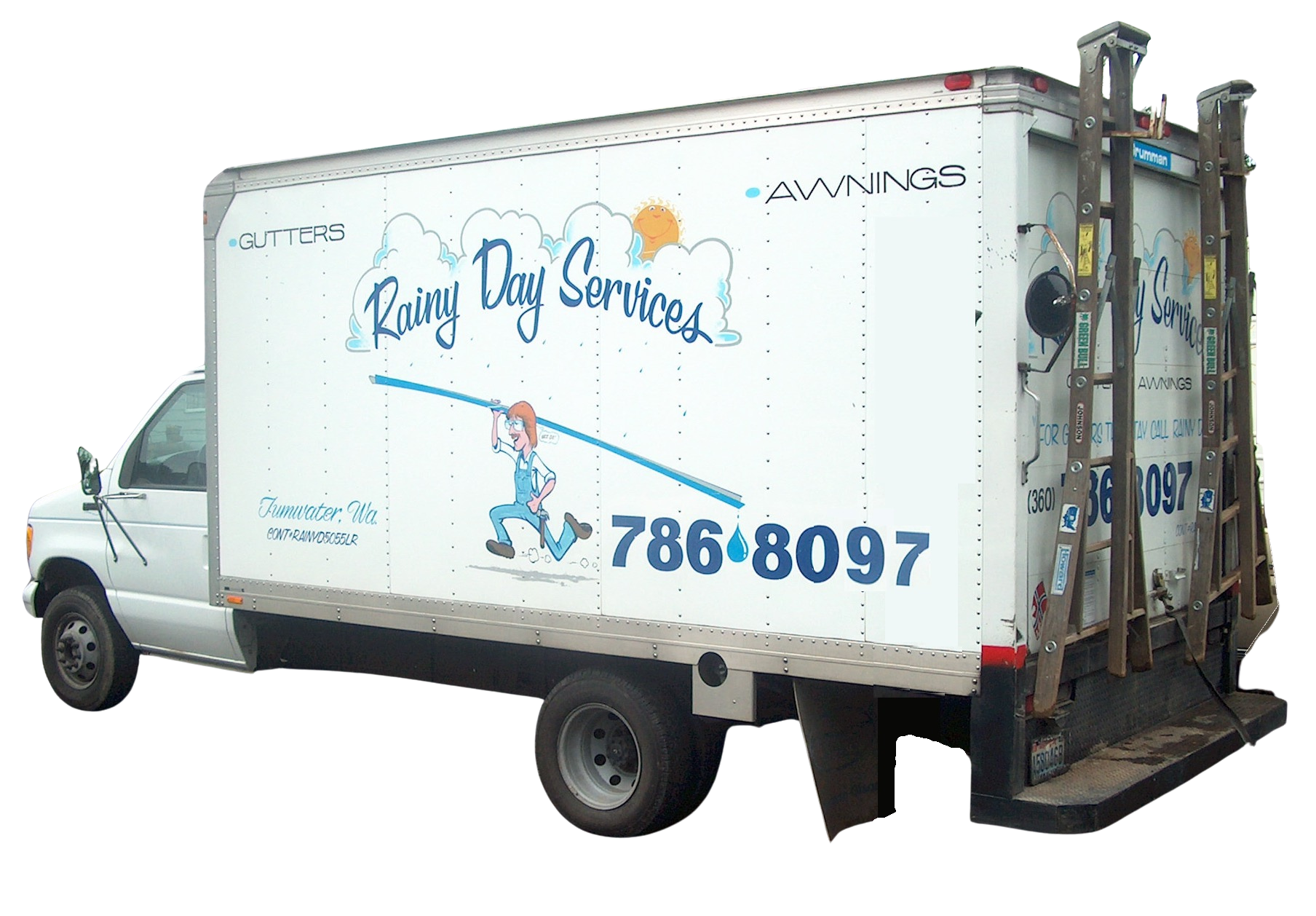 Rainy Day Services in Tumwater, WA truck with logo