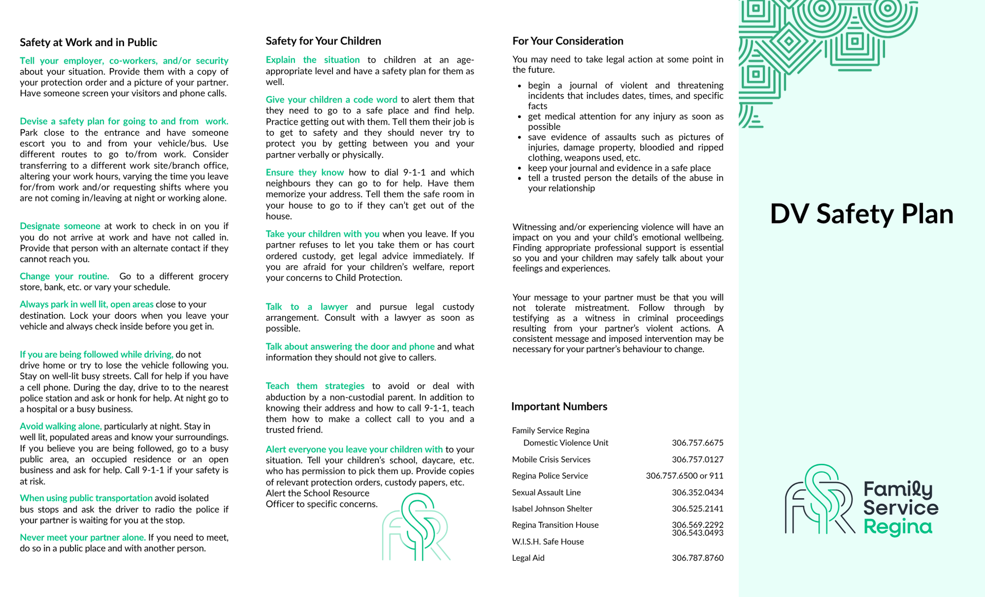 A light green brochure cover titled