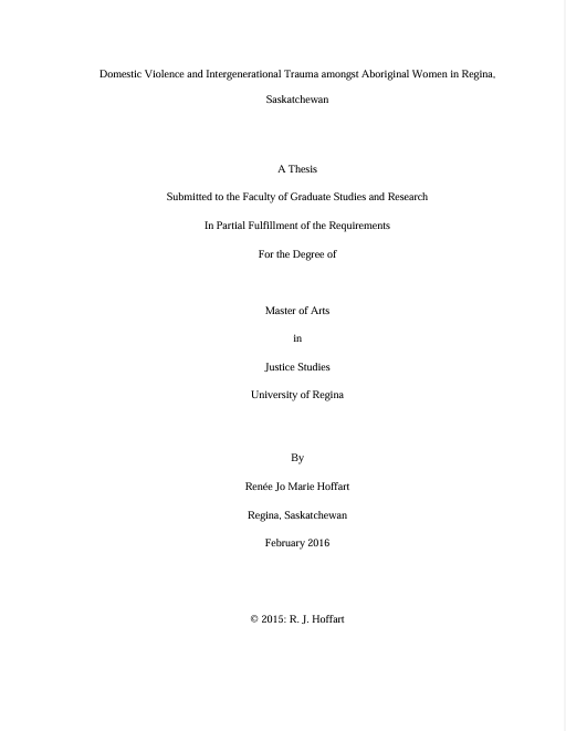 Title page of a thesis titled