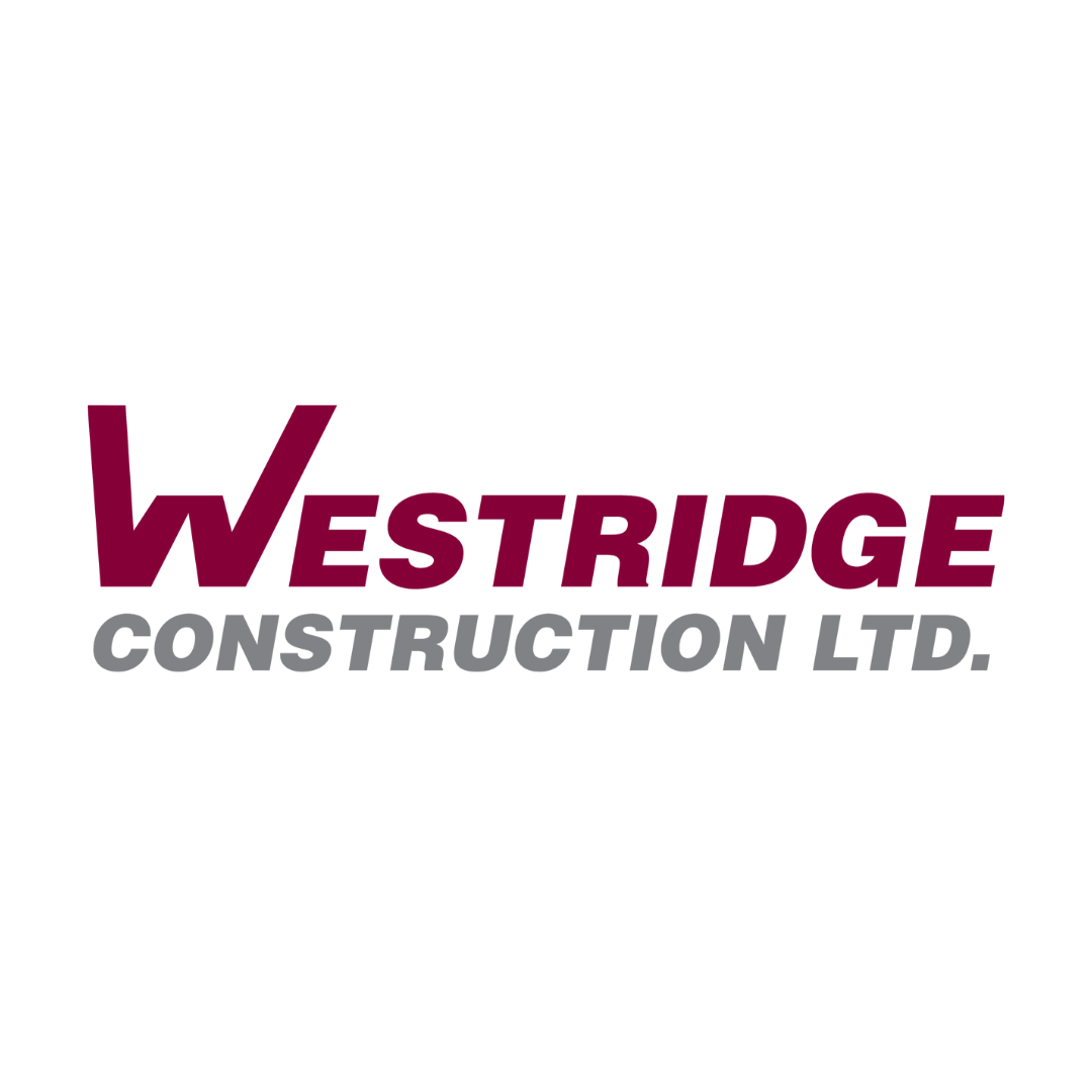 The logo for westridge construction ltd. is red and gray.