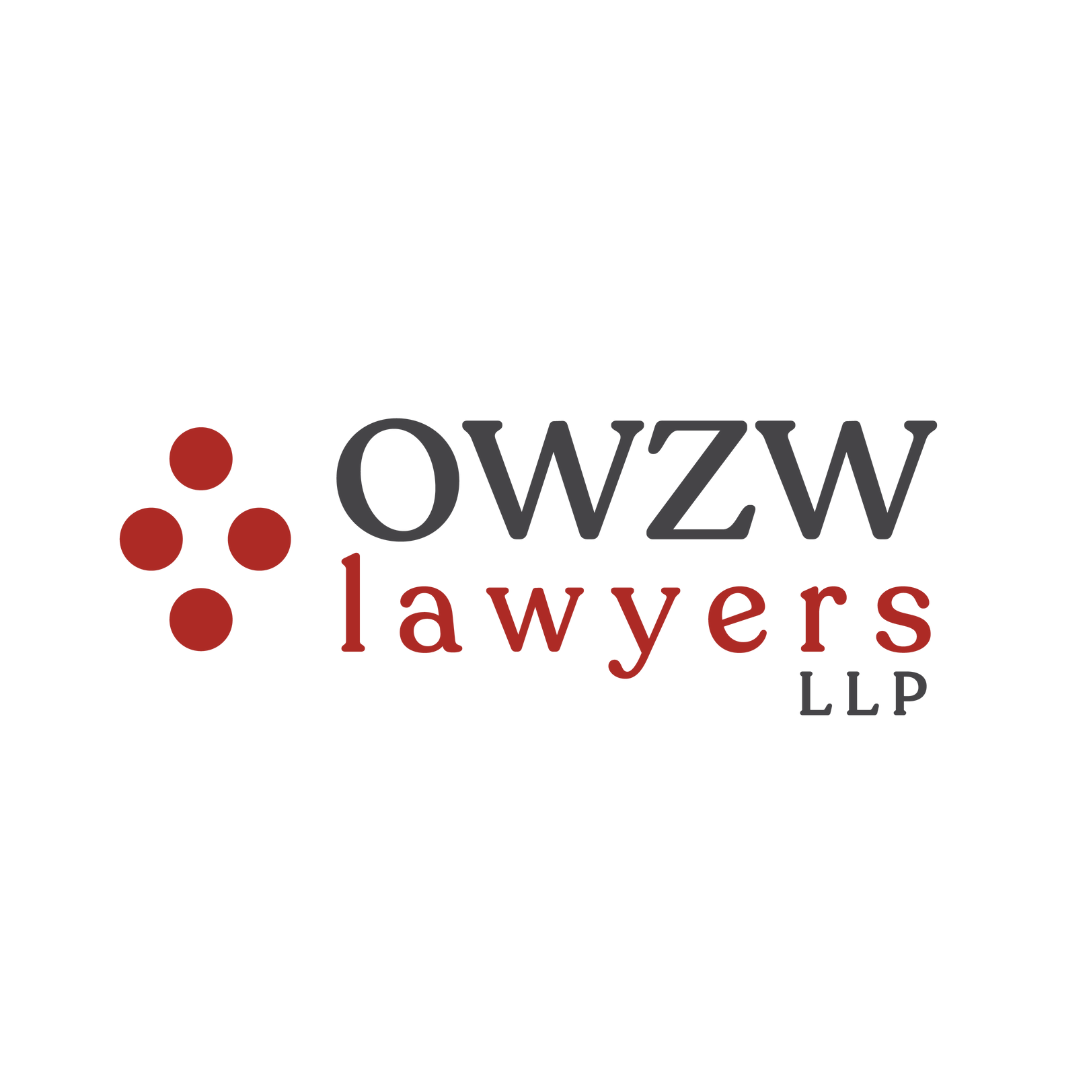 Owzw lawyers llp logo on a white background