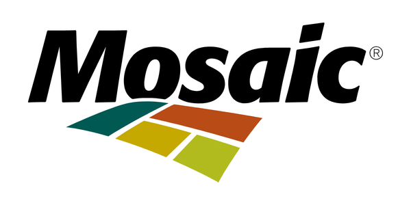 Mosaic logo with black text and a multicolored geometric tile design