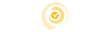 A yellow circle with a check mark inside of it on a white background.